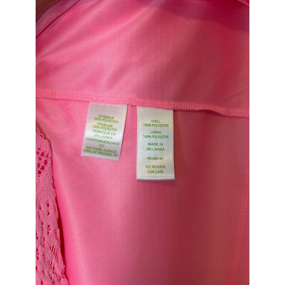 Lilly Pulitzer Rayanne Shift Dress Pelican Pink Pineapple Geo Lace Sz Large - Picture 8 of 8